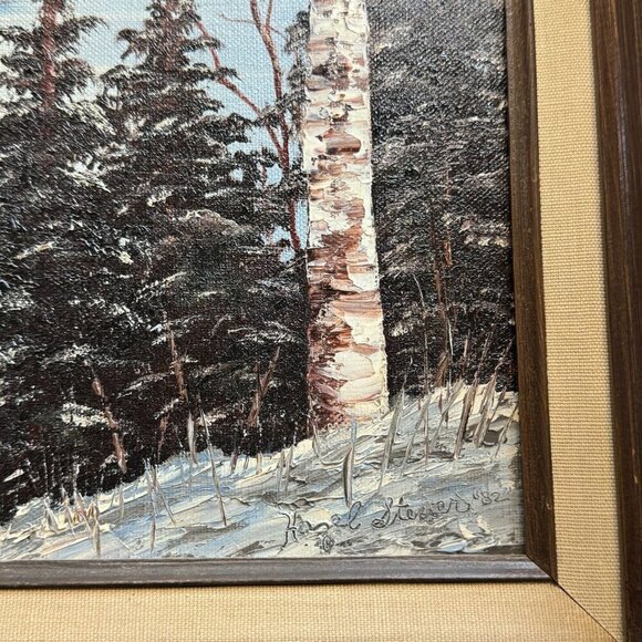 Vintage 1982 "Winter Mountain" Original Oil Painting by Hazel Steven 27" x 23" - Picture 12 of 16